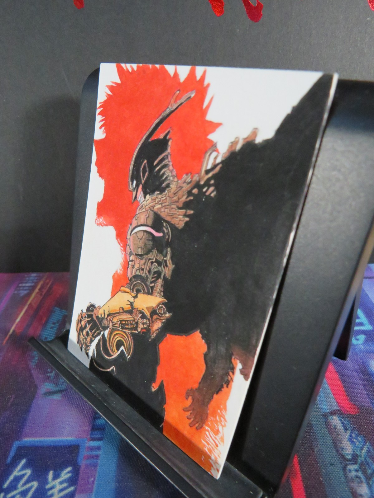 Armored All Might Hand Drawn 1/1 Sketch Art Card Studio Hero Academia Blacklight