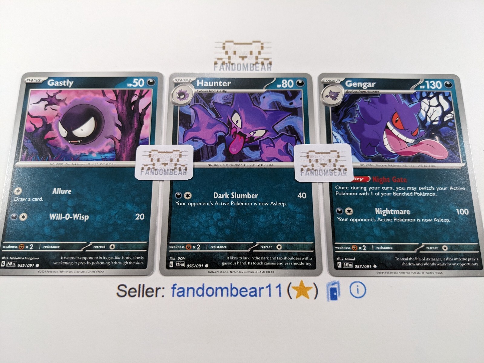 2024 GENGAR GASTLY HAUNTER 3 CARD EVOLUTION SET SV Paldean Fates Pokemon