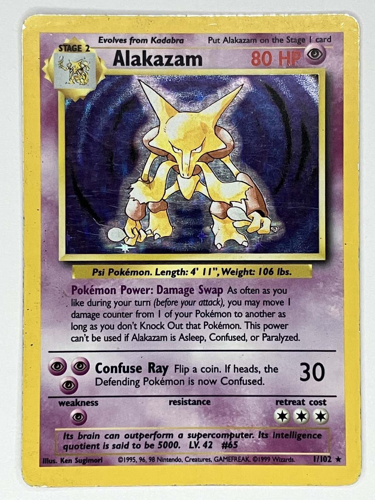 Alakazam MP 1/102 Unlimited Base Set Pokemon TCG Holo
