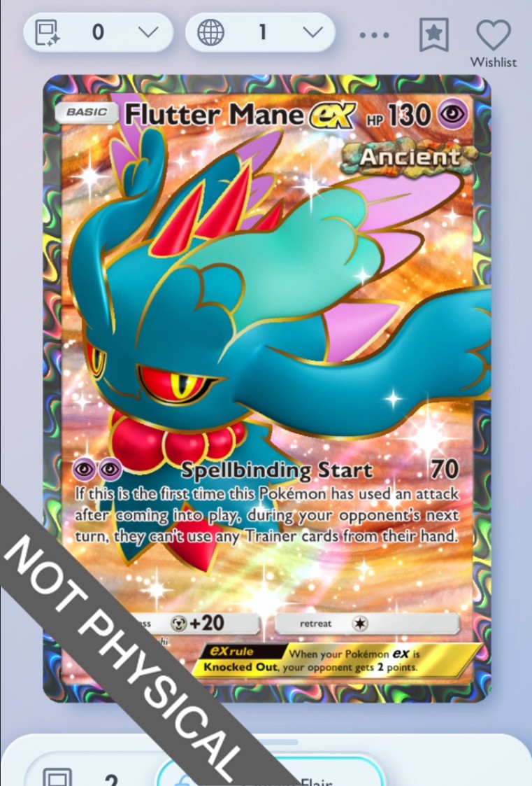 Pokemon TCG POCKET – Flutter Mane Full Art 2⭐, Paradox Drive, English