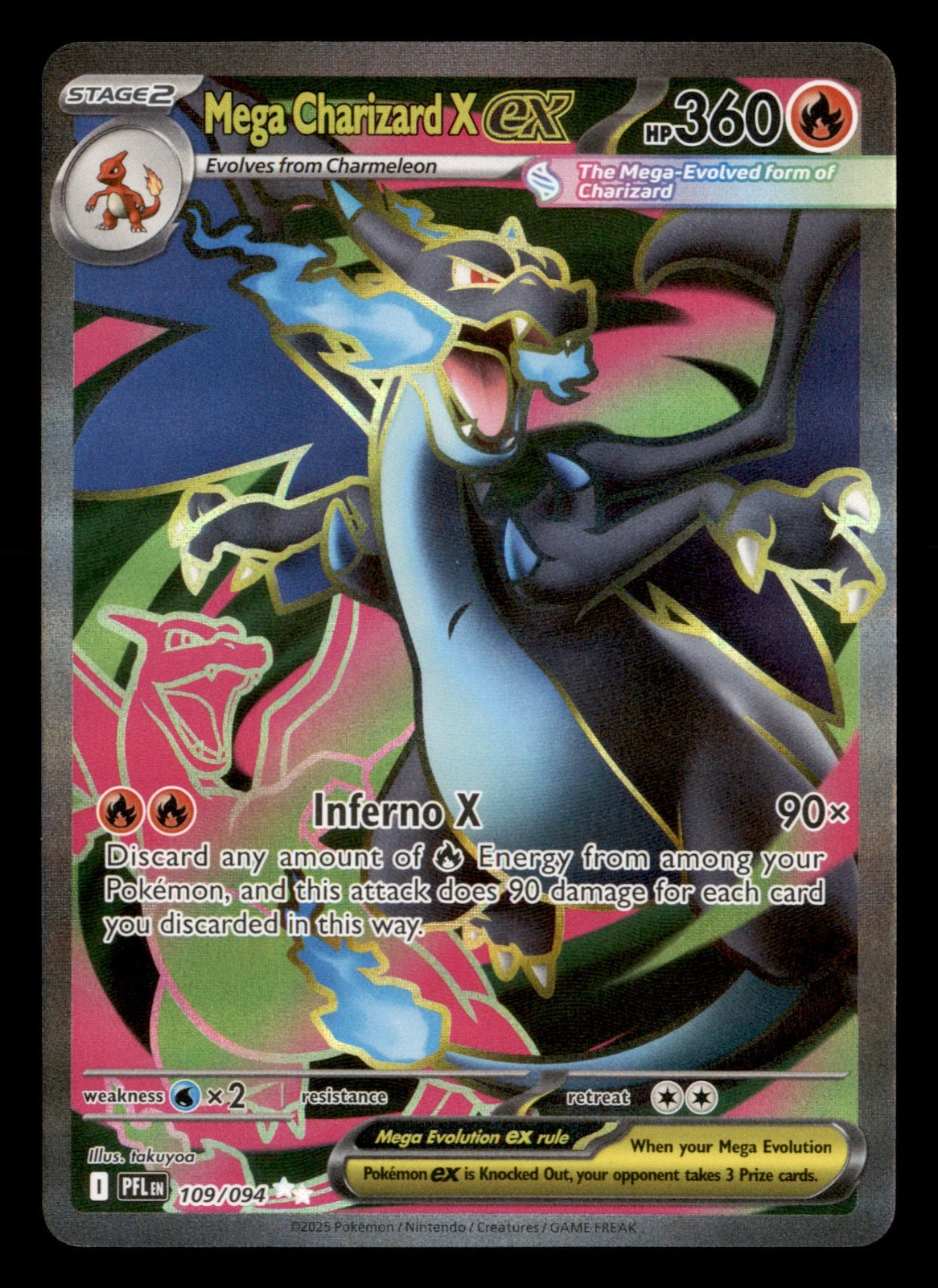 Mega Charizard X ex – Holo Ultra Rare ME02: Phantasmal Flames 109/094 NM