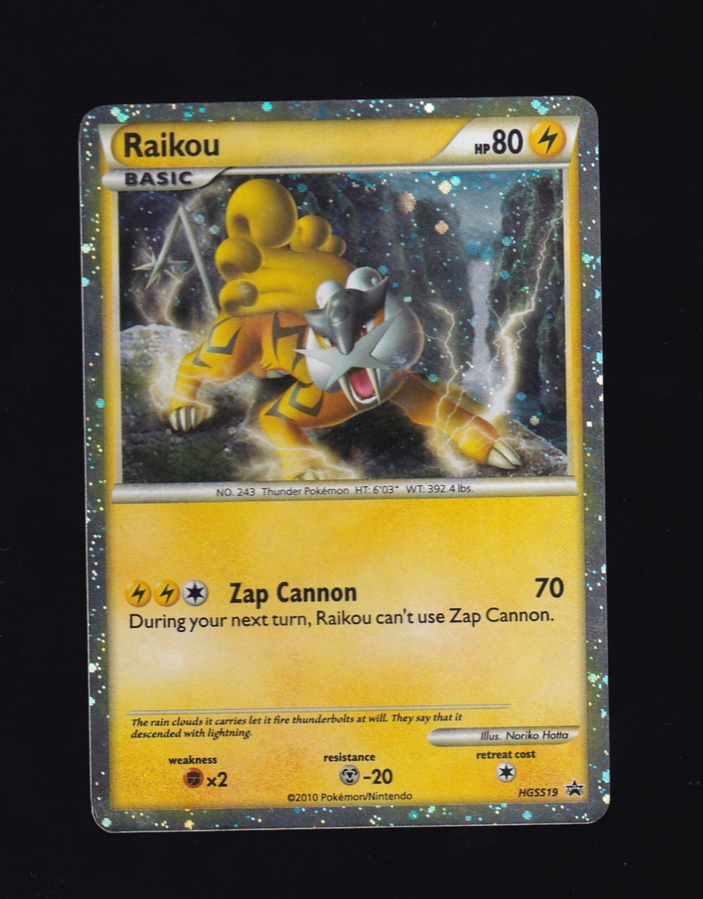Pokemon Raikou HGSS19 Cosmos Holo Black Star Promo Card