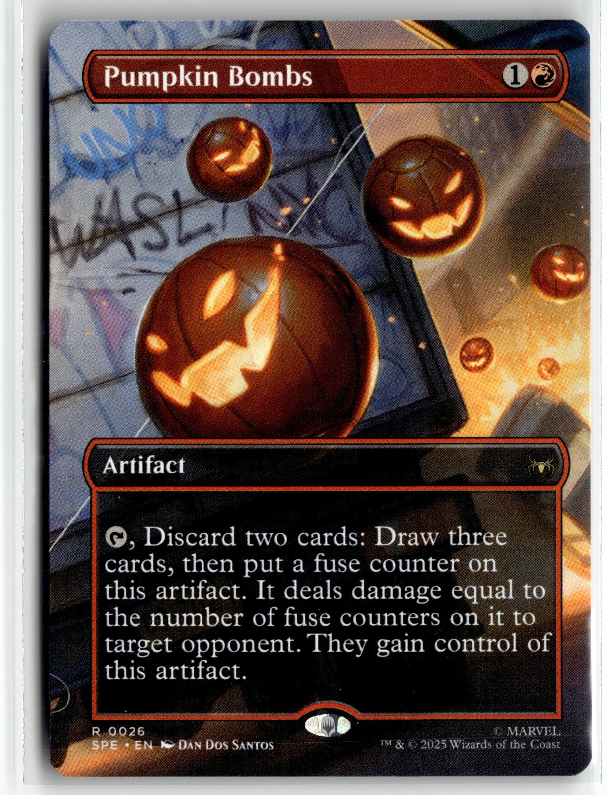 Pumpkin Bombs 0026 Borderless Spider Man MTG Magic The Gathering Card NM