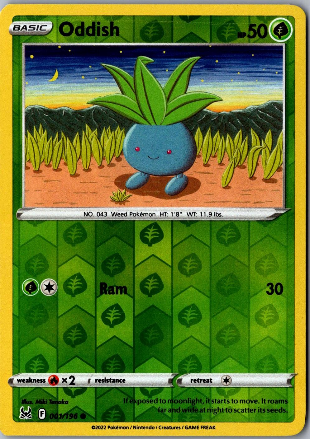 Oddish Reverse Holo 001/196 Common SWSH11: Lost Origin LP Pokemon Card