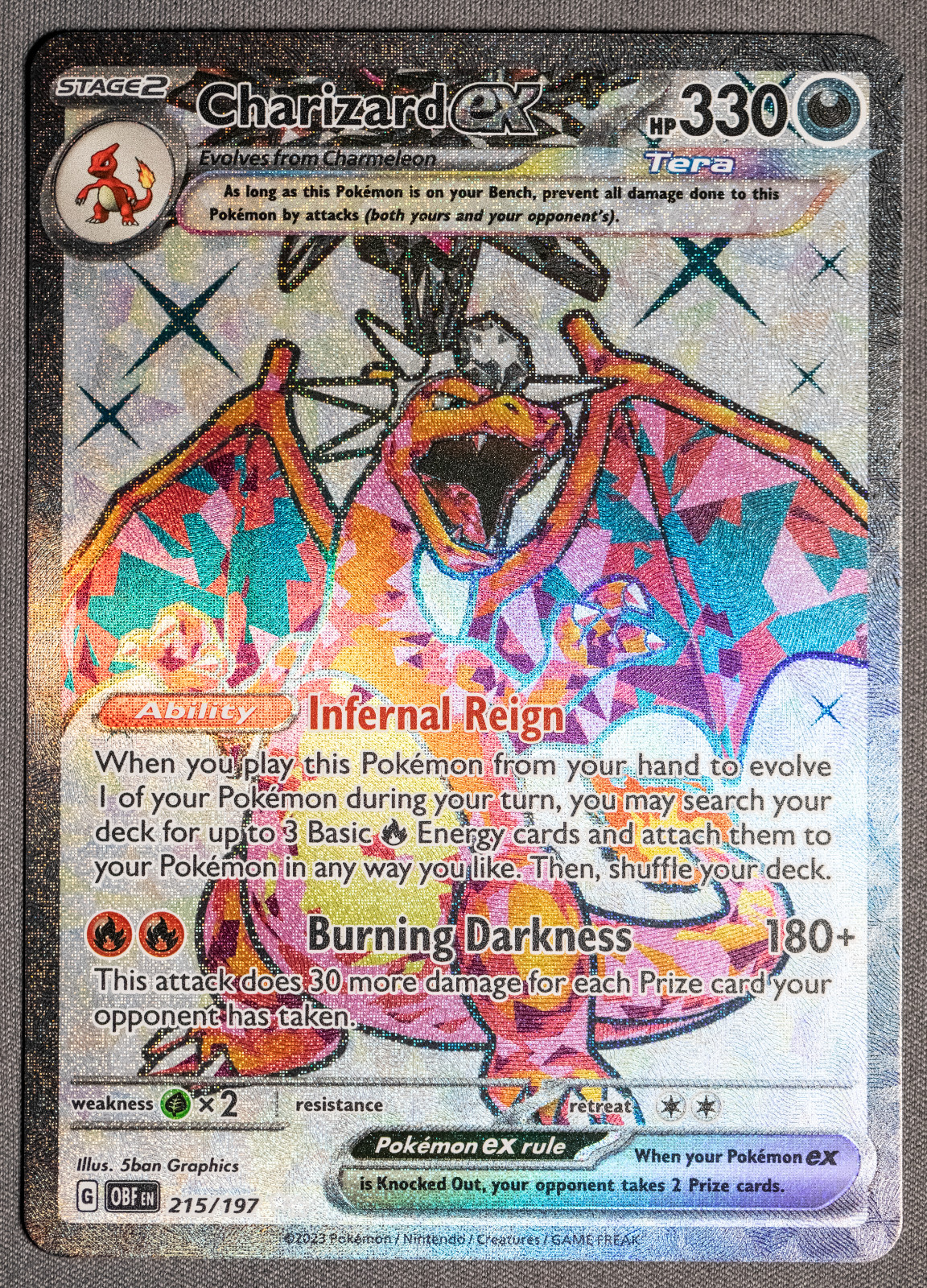 Near Mint – Pokémon TCG 2023 Charizard ex 215/197 – SV03: Obsidian Flames