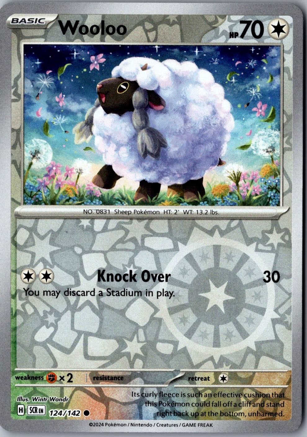 Wooloo Reverse Holo 124/142 Common Stellar Crown Lightly Played Pokemon Card