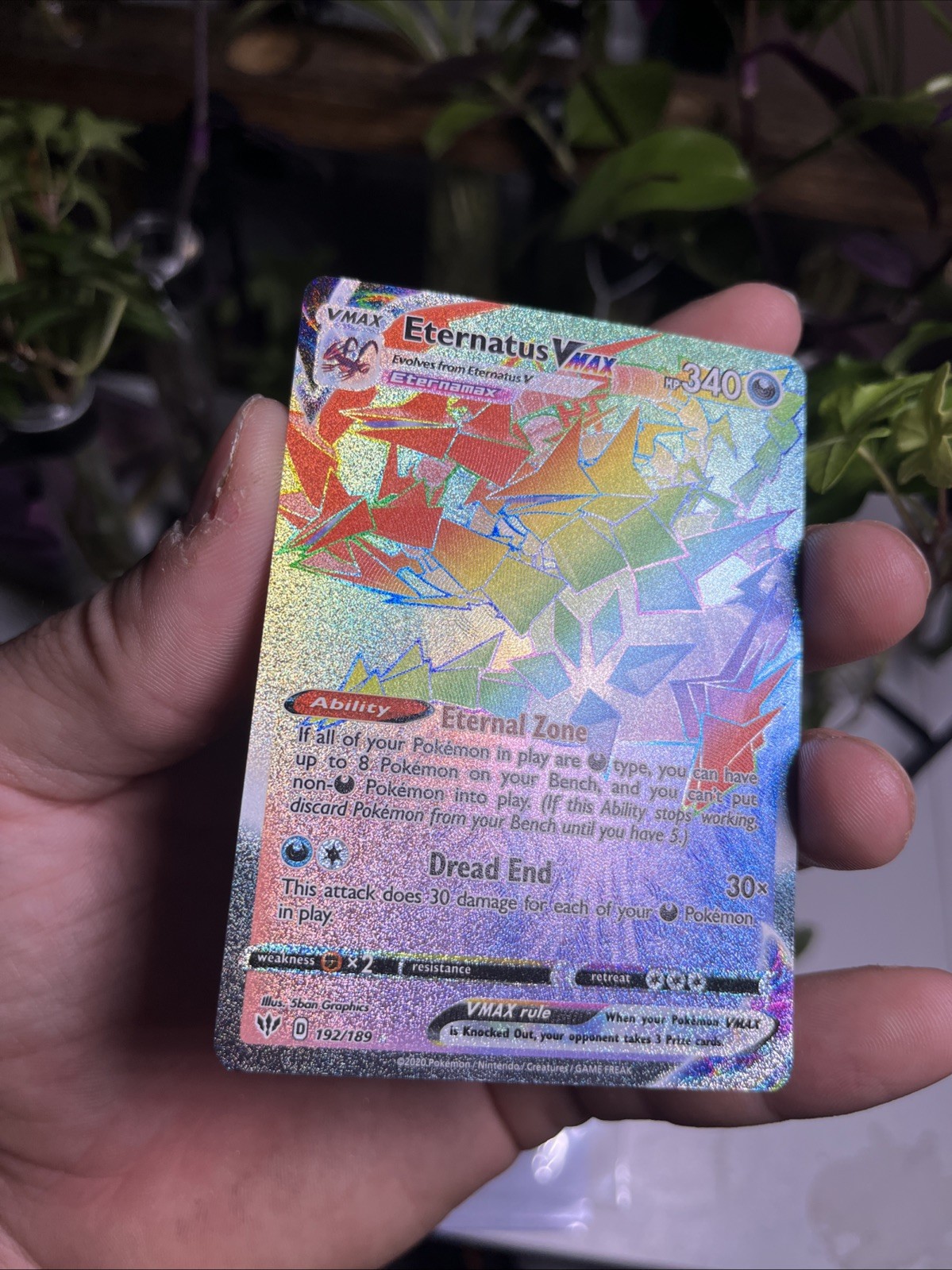 Pokemon Darkness Ablaze Eternatus VMAX 192/189 Rainbow Secret Rare Full Art