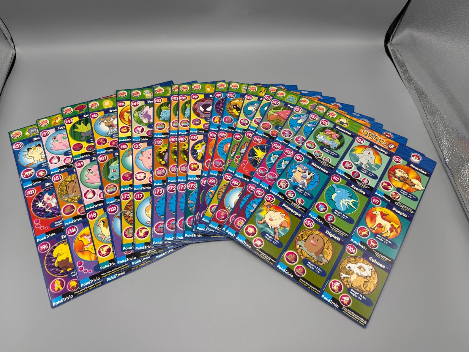 1999 Burger King PokeTrivia Pokemon Cards UNCUT SHEETS Set of 21