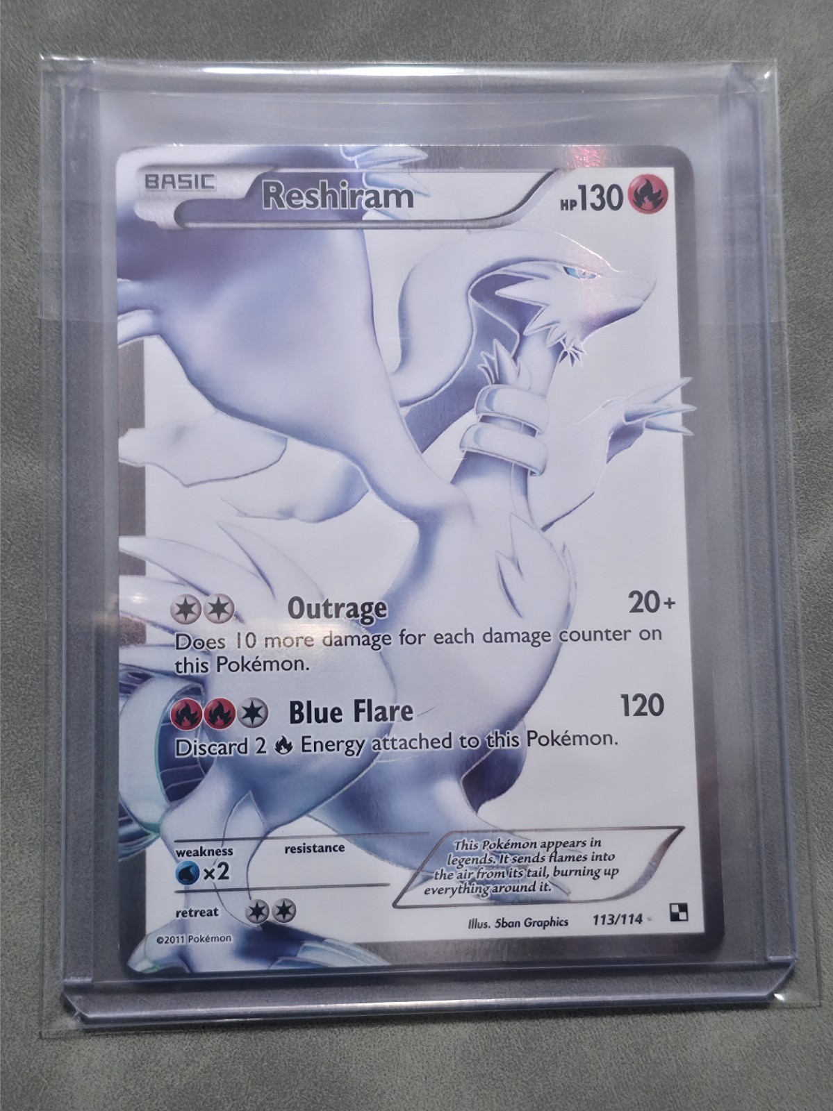 Pokemon Reshiram 113/114 Black & White Full Art Holo Ultra Rare NEAR MINT CLEAN
