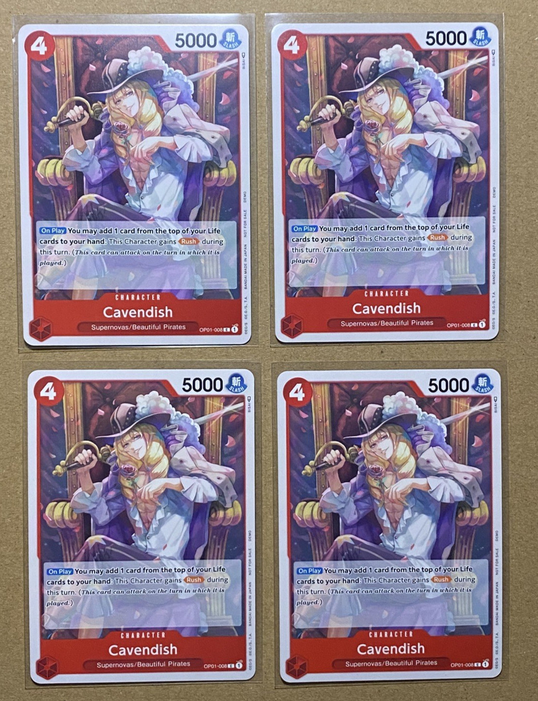 Cavendish – One Piece Demo Deck Card (OPDD) OP01-008, 4 cards, designated C