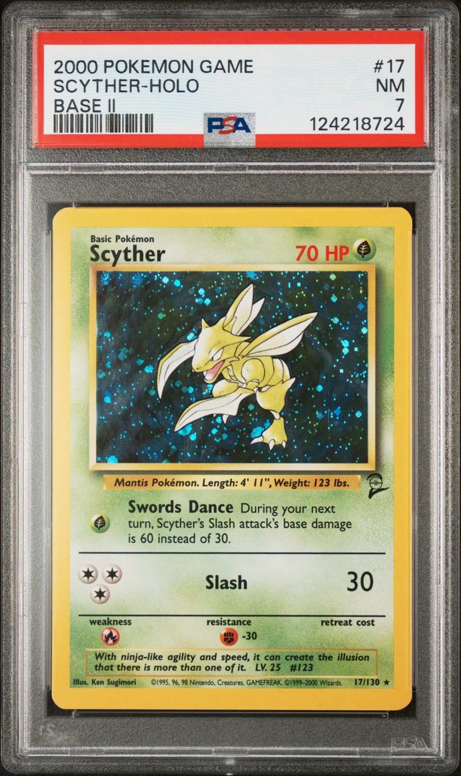 Scyther 017/130 Base Set 2 Holo – PSA NM 7