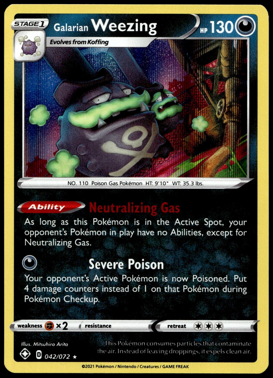 Galarian Weezing Holo Holo Rare Shining Fates 042/072 NM