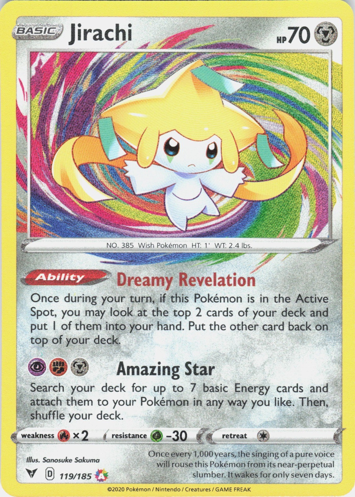 Jirachi Holo Amazing Rare SWSH04: Vivid Voltage 119/185 NM