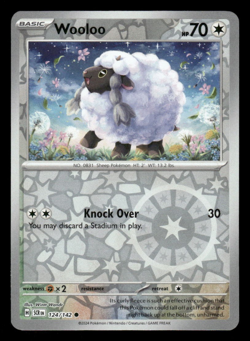 Wooloo 124/142 C Stellar Crown Reverse Holo NM/M Pokemon