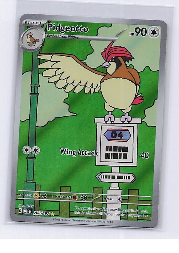 Pidgeotto 208/197 Illustration Rare Obsidian Flames Pokemon Lightly Played