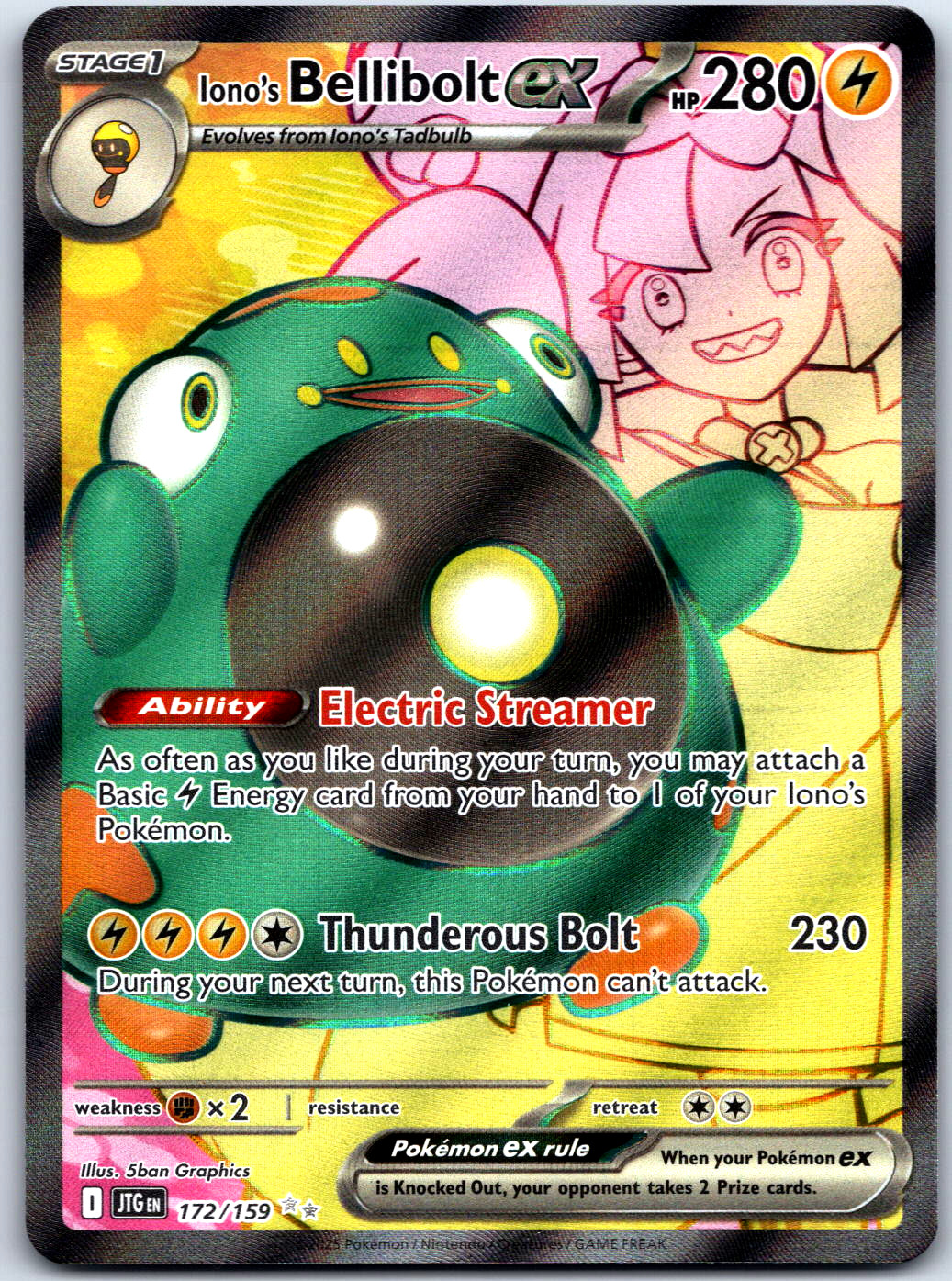 Iono’s Bellibolt ex Ultra Rare SV09: Journey Together Holo 172/159 NM