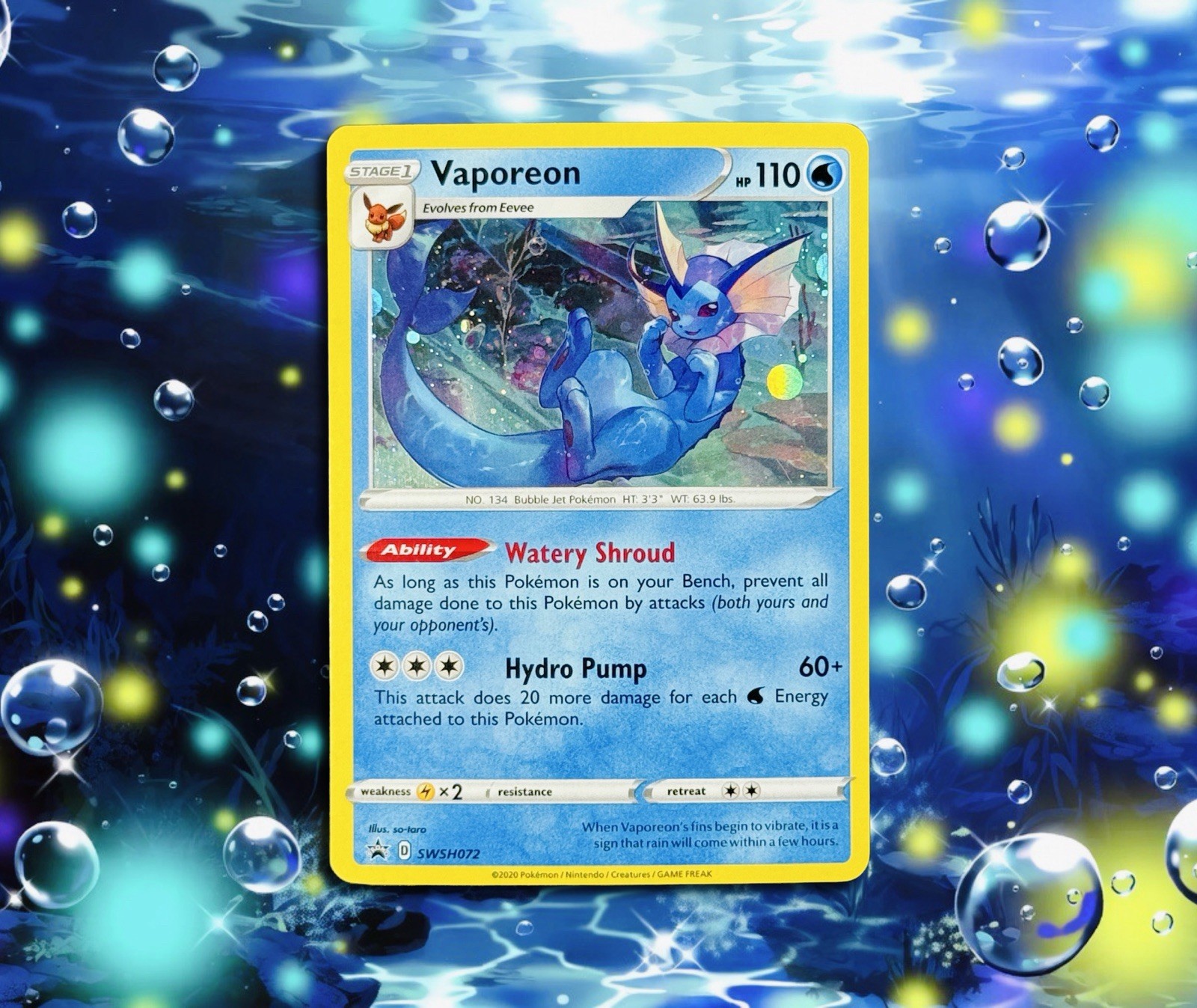 Pokémon TCG – Vaporeon SWSH072 Cosmos Holo Sword & Shield Promo | NM