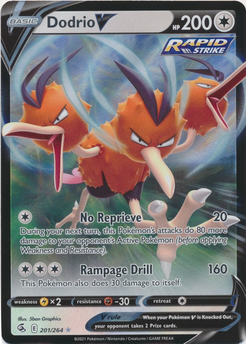 Holo Dodrio V 201/264 Ultra Rare SWSH08: Fusion Strike