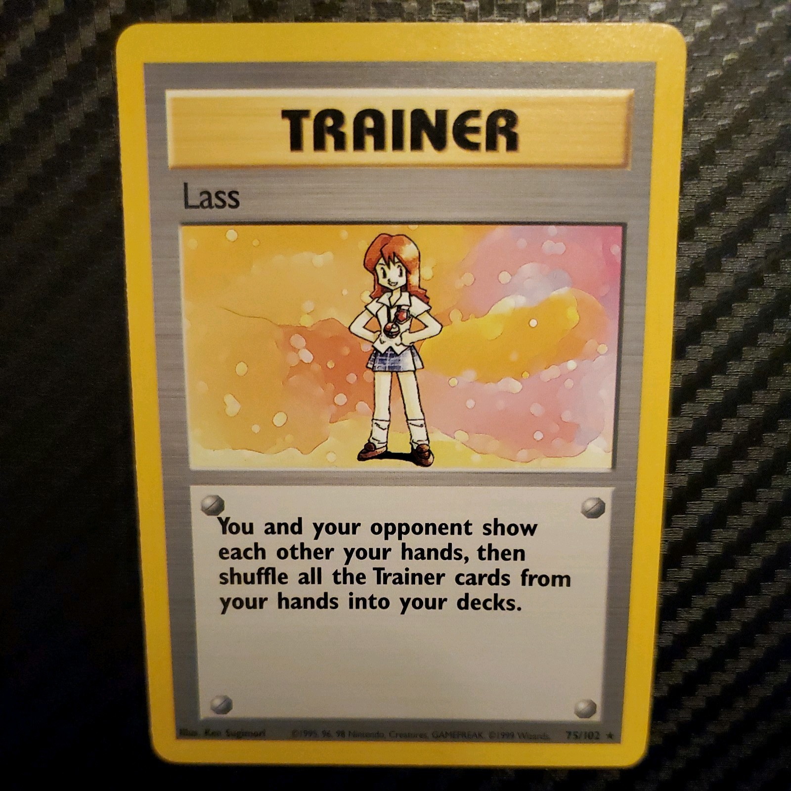 Lass – 75/102 – Rare Non-Holo WOTC TCG—Base Set Pokemon Card NM
