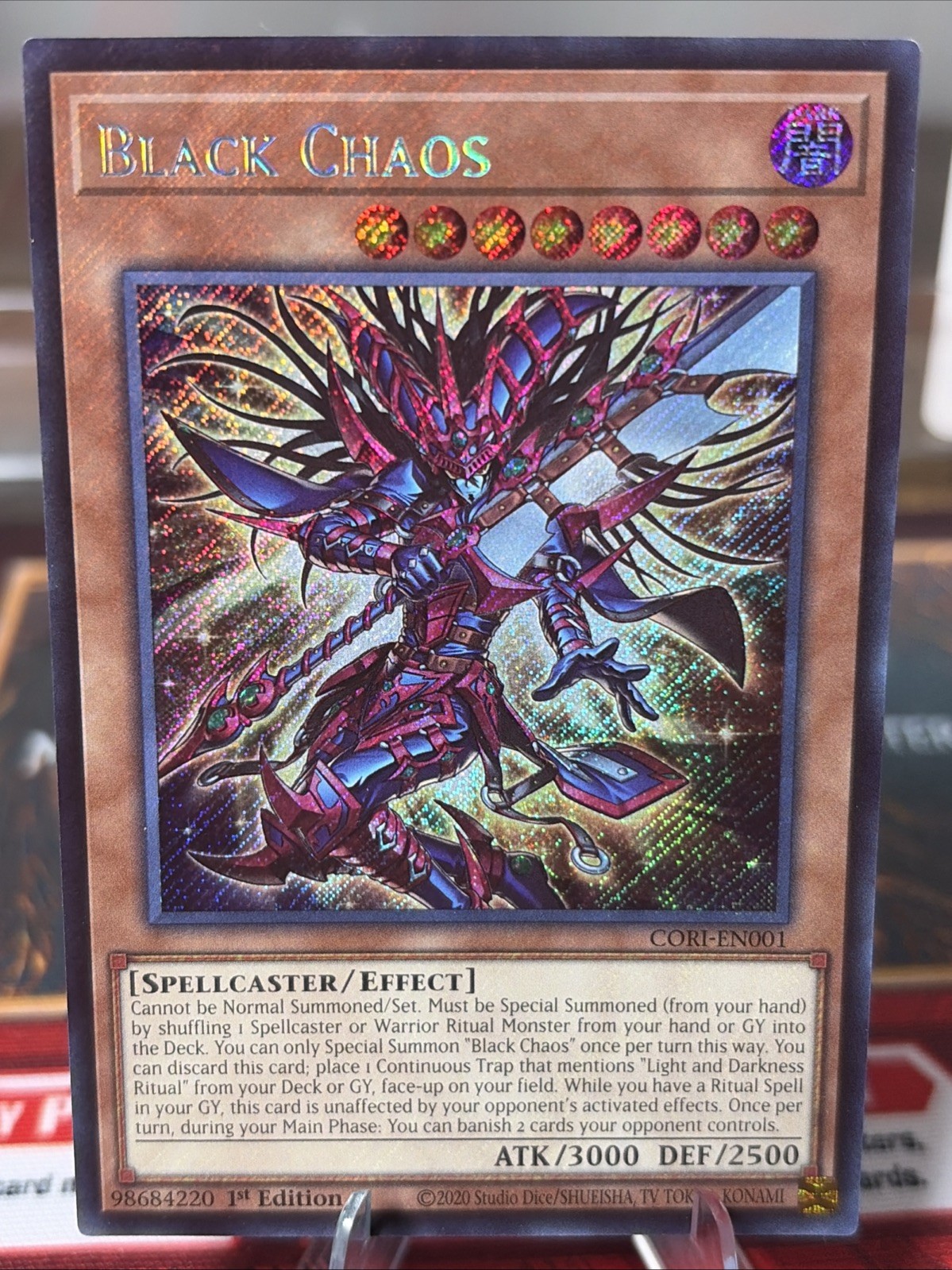 Konami Yu-Gi-Oh TCG Black Chaos CORI-EN001 Secret Rare Holo 1st Ed Pack Fresh NM