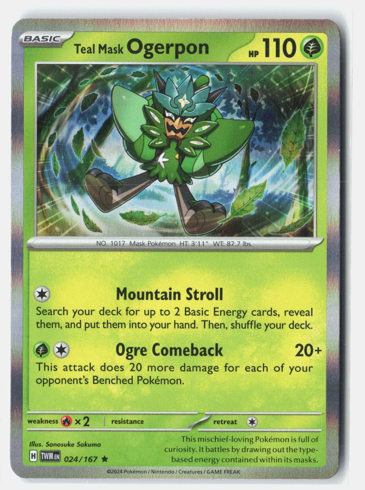 Teal Mask Ogerpon Holofoil NM EN 024/167 Twilight Masquerade