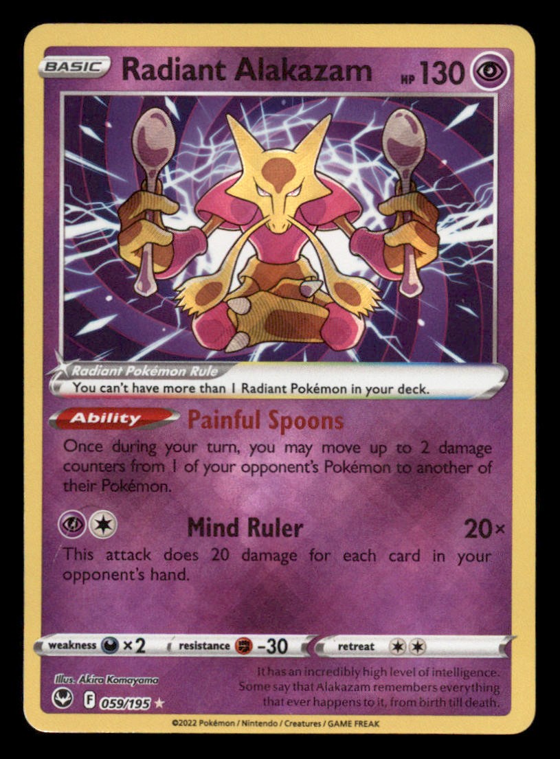 Radiant Alakazam Holo Radiant Rare SWSH12: Silver Tempest 059/195 NM