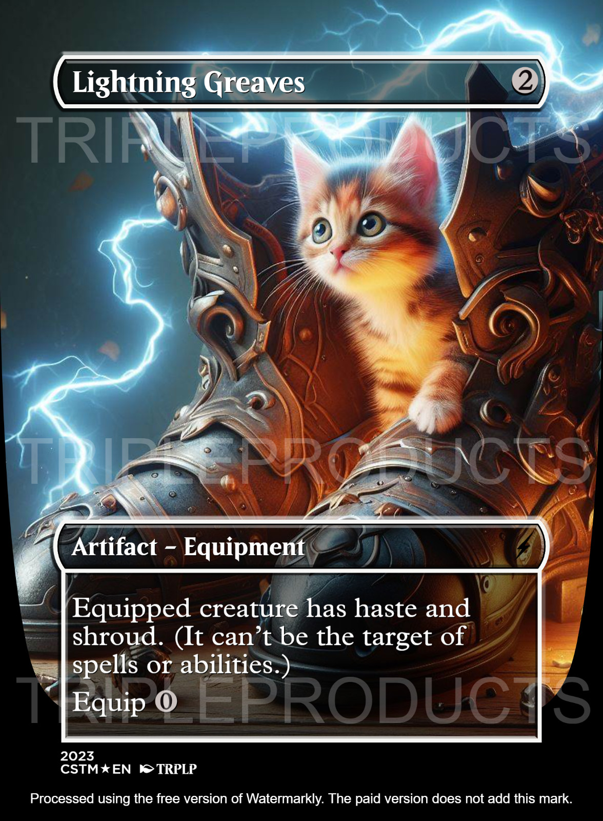Lightning Greaves cat – High Quality Altered Art Custom Cards