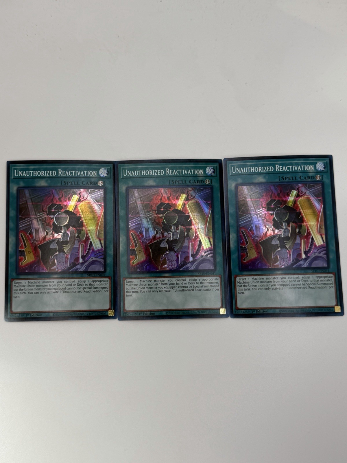 YUGIOH: 3x Unauthorized Reactivation SR10-EN041 Super Rare 1st Edition Near Mint