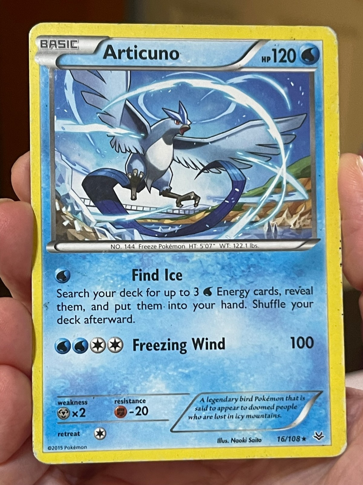 POKEMON ARTICUNO 116/108 RARE HOLOFOIL ROARING SKIES MP CARD
