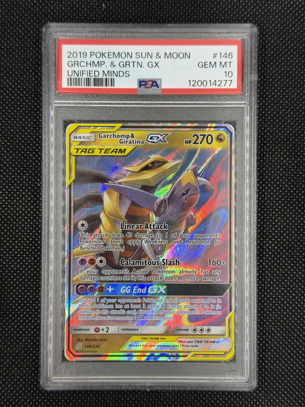 Garchomp & Giratina GX 146/236 Sm-Unified Minds Holo PSA 10