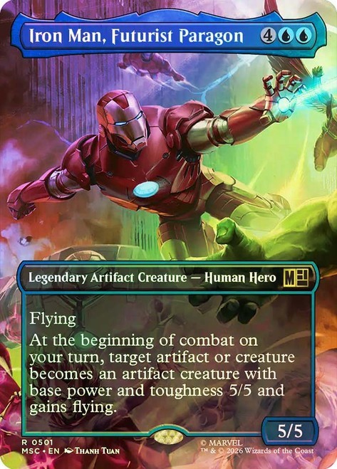 Foil Iron Man, Futurist Paragon (Borderless) [Marvel Super Heroes] MTG