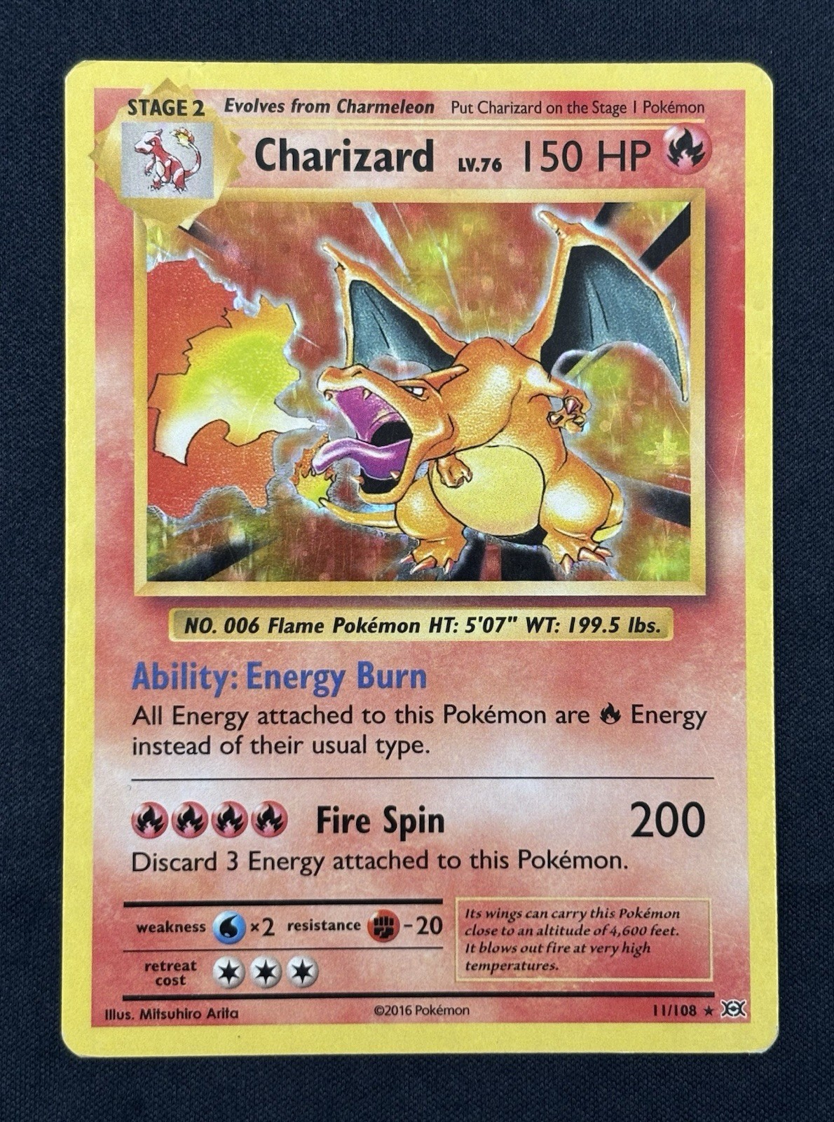 (Holo Bleed) Charizard 11/108 Evolutions Holo Pokemon Single
