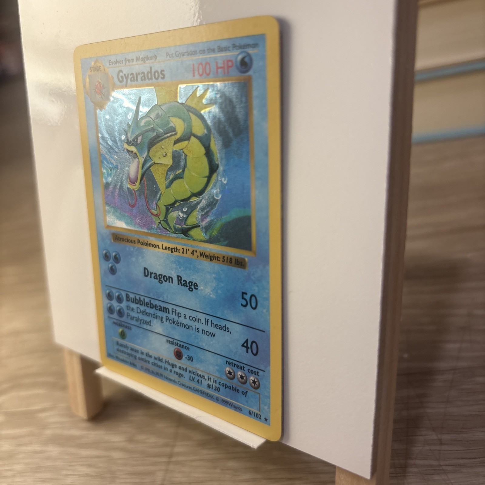 Gyarados SHADOWLESS Base Set Holo Rare Card 6/102 LP Vintage Pokémon TCG