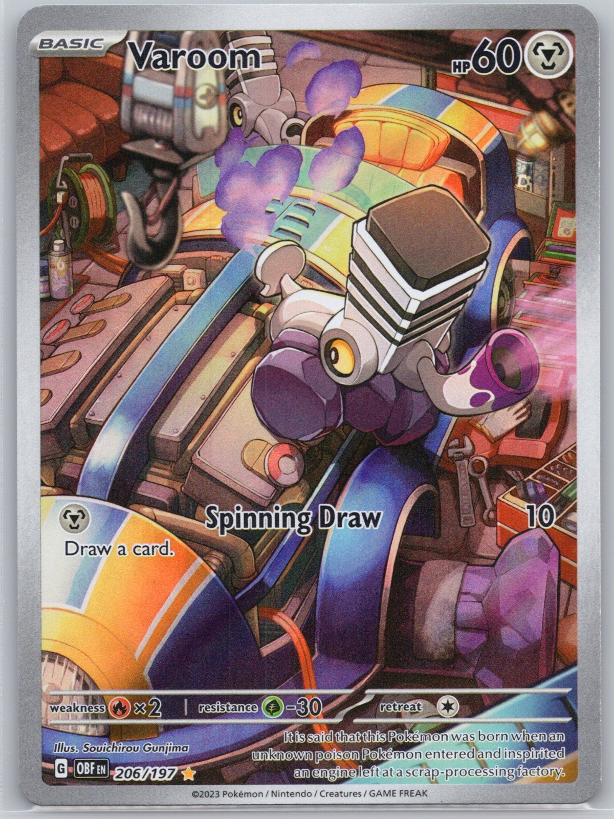 Varoom Holo 206/197 Illustration Rare Obsidian Flames Souichirou Gunjima NM