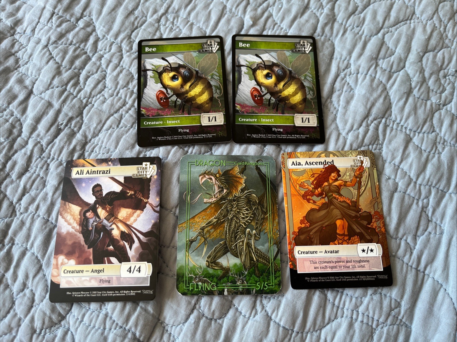 Magic The Gathering Bee Token And Angel Token Dragon Token