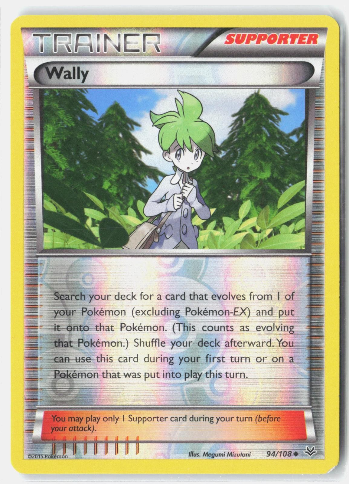 Wally 94/108 Uncommon Roaring Skies Pokemon Reverse Holo MP Megumi Mizutani