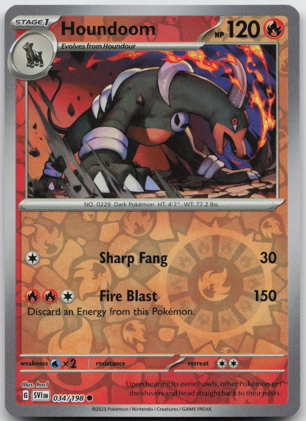 Houndoom 198 C Scarlet & Violet Reverse Holo Pokemon NM hncl