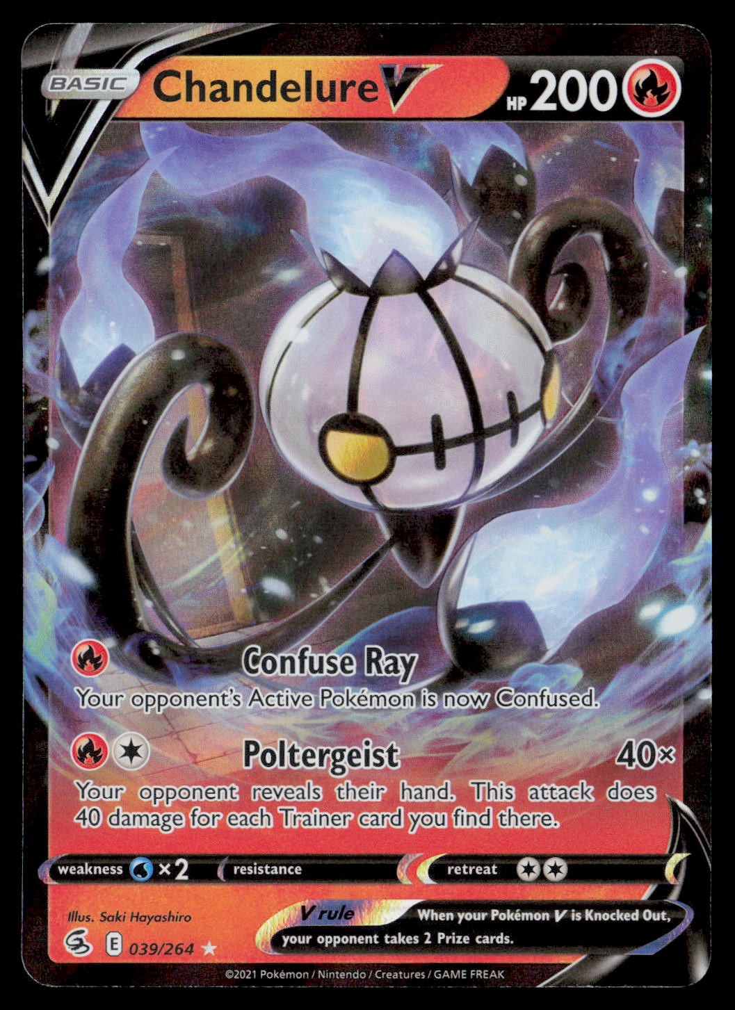 Chandelure V 039/264 SWSH08: Fusion Strike Ultra Rare, Holo NM