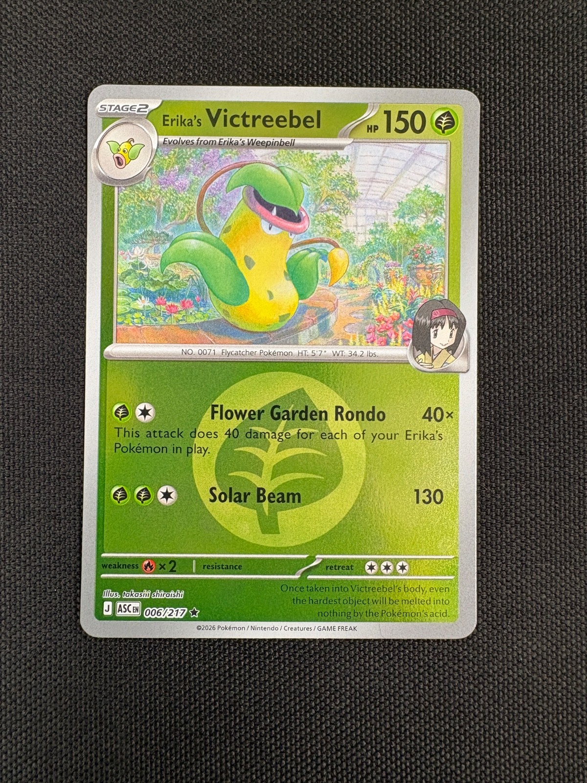 Erika’s Victreebel (Energy Symbol) 006/217 Ascended Heroes Pokemon Reverse Holo
