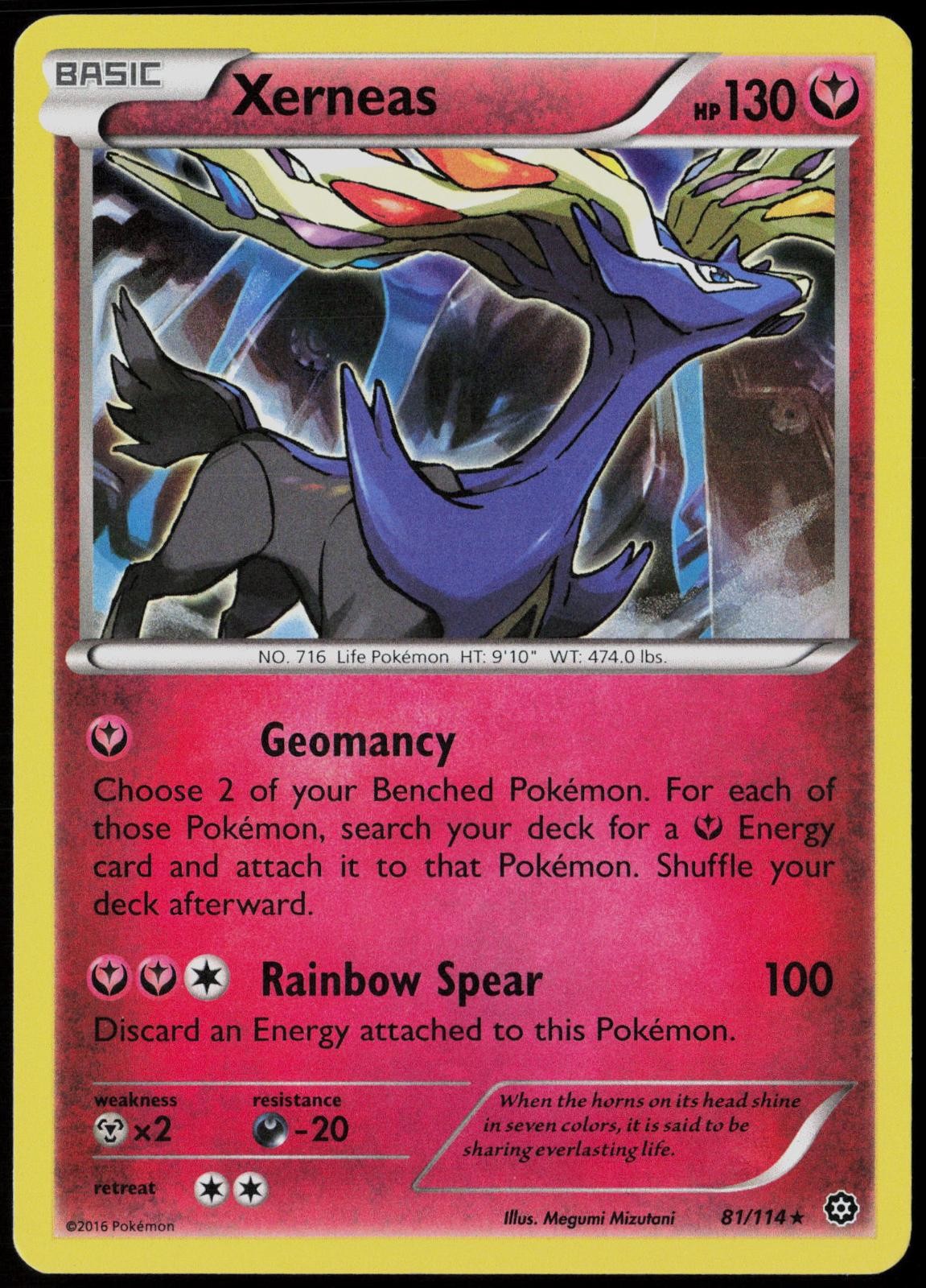 Xerneas 81/114 Holo Rare Steam Siege Pokemon Card Moderately Played