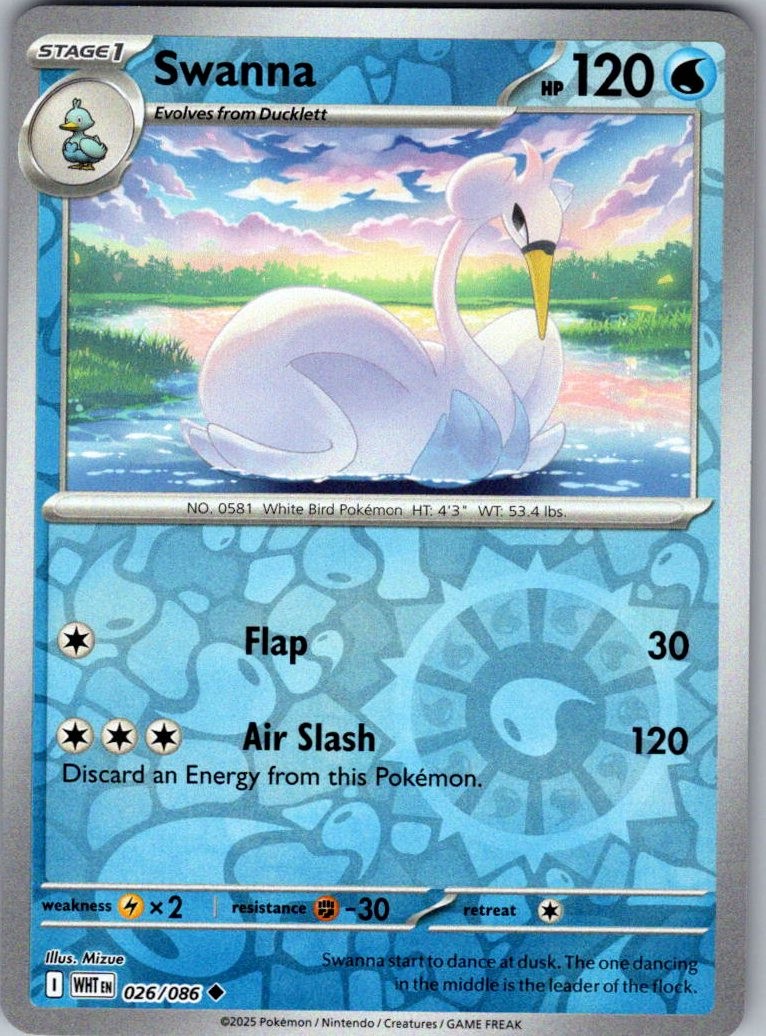 Swanna Reverse Holo Uncommon SV: White Flare 026/086 NM
