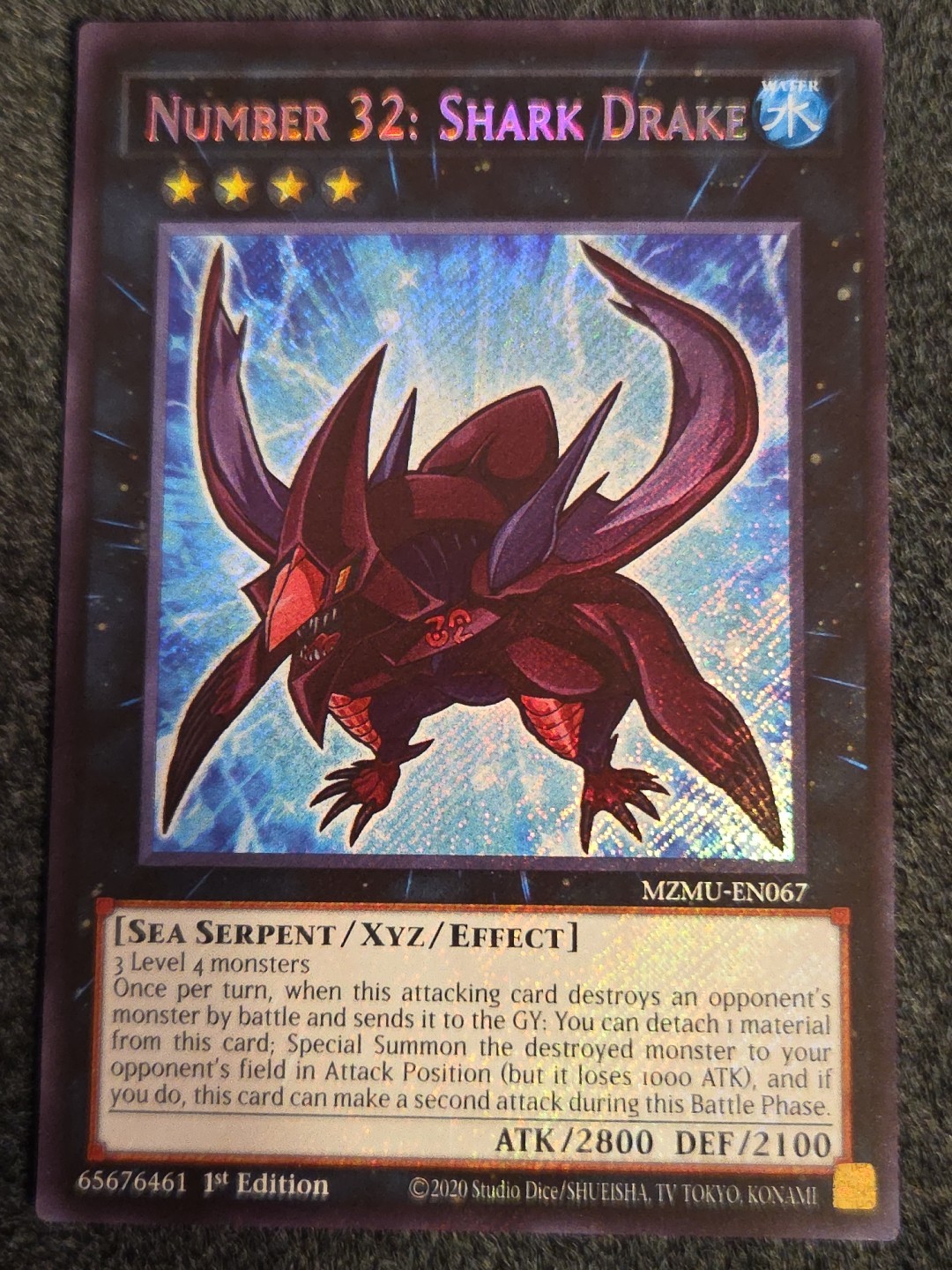 Number 32: Shark Drake MZMU-EN067 – Secret Rare – Chibi Art In Hand NM