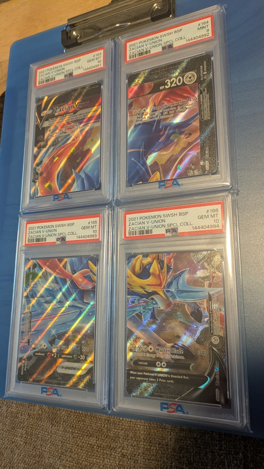 Sequential Set PSA 10 x3 PSA 9 x1 Zacian V-Union SWSH BSP SPCL. COLL. #163-166