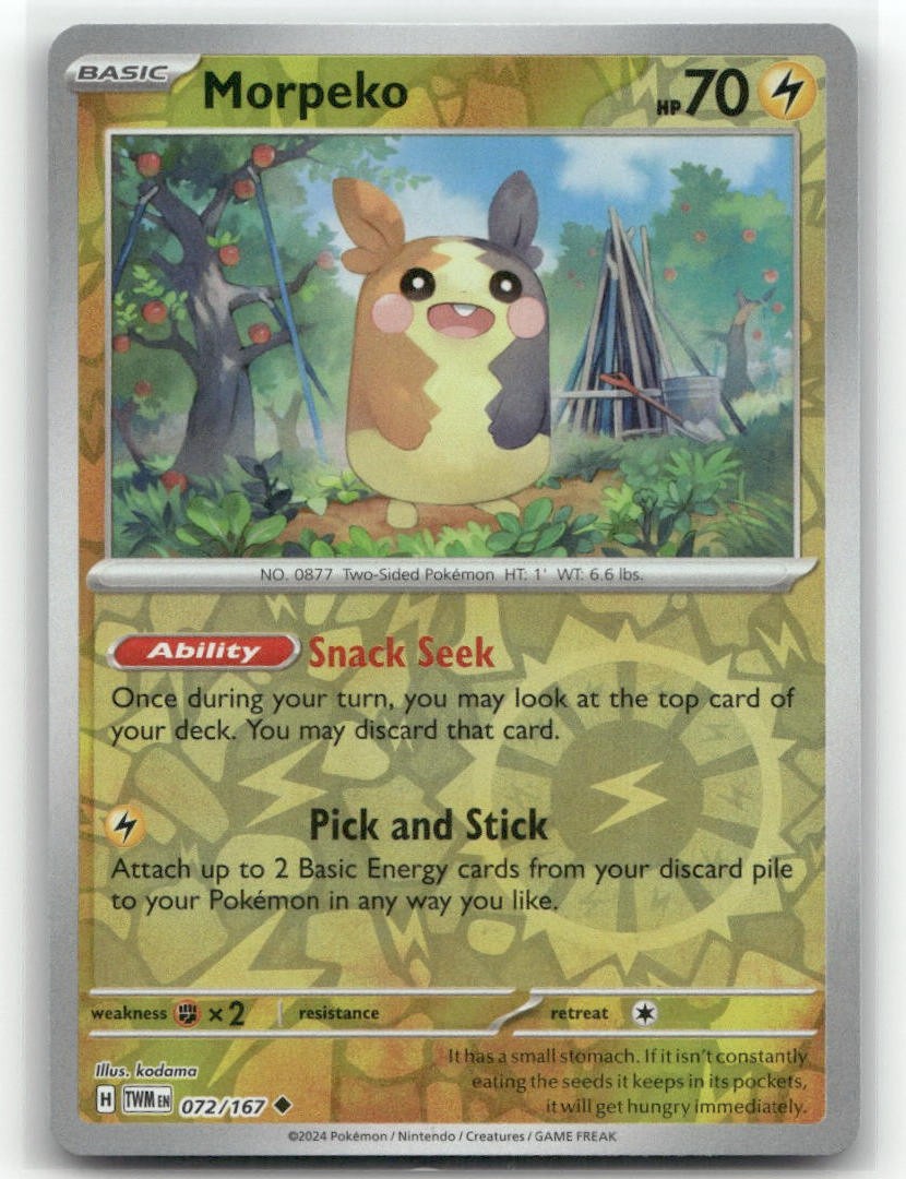 Morpeko Reverse Holo 072/167 SV06: Twilight Masquerade Uncommon Pokemon TCG