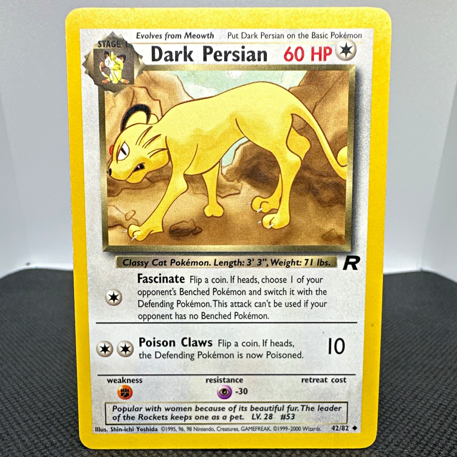 Pokémon TCG Team Rocket Dark Persian 42/82 Regular Rare Unlimited 2000 Yoshida