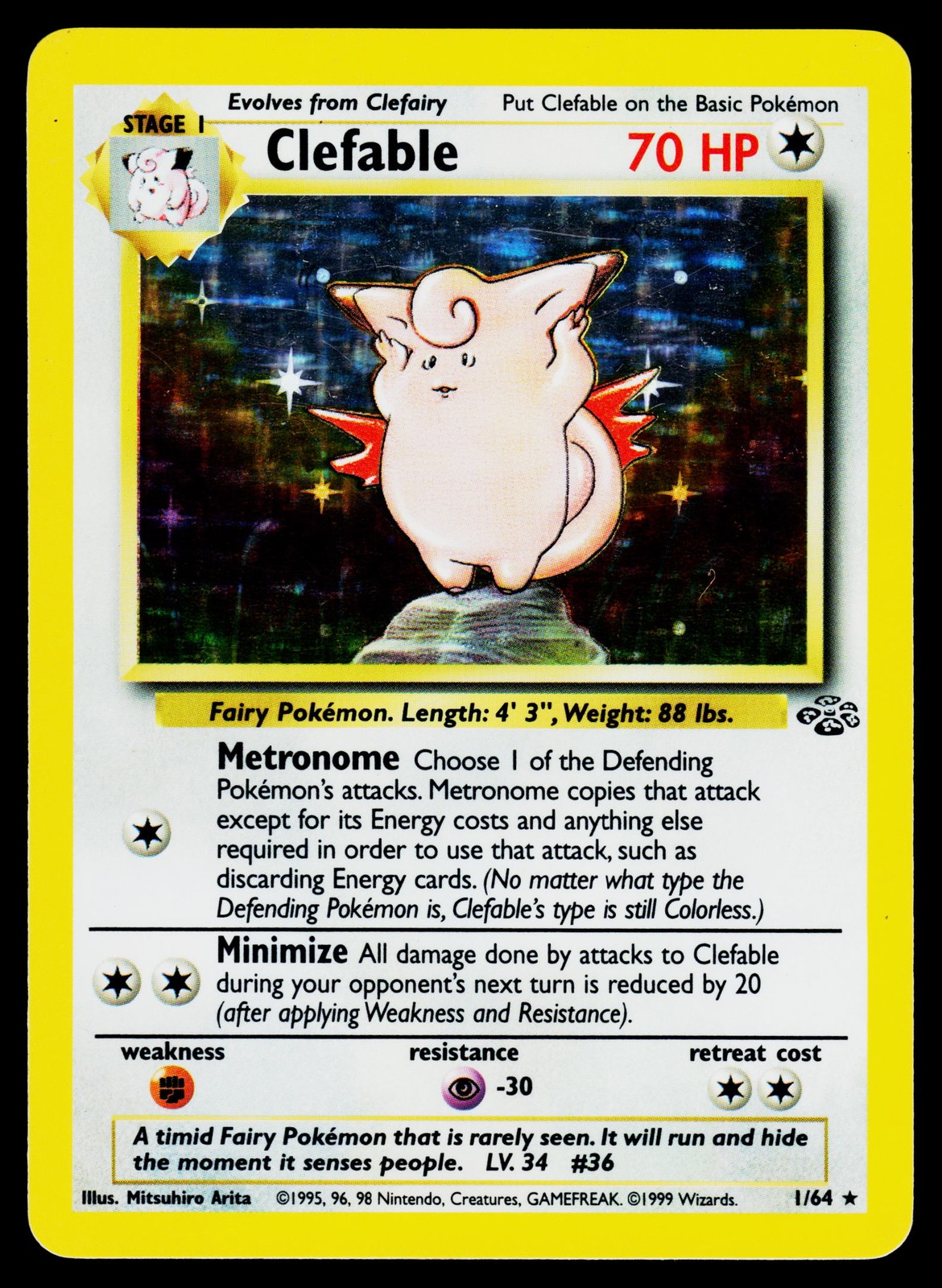 Clefable (1) #01/64 Pokemon Jungle VINTAGE HOLO RARE