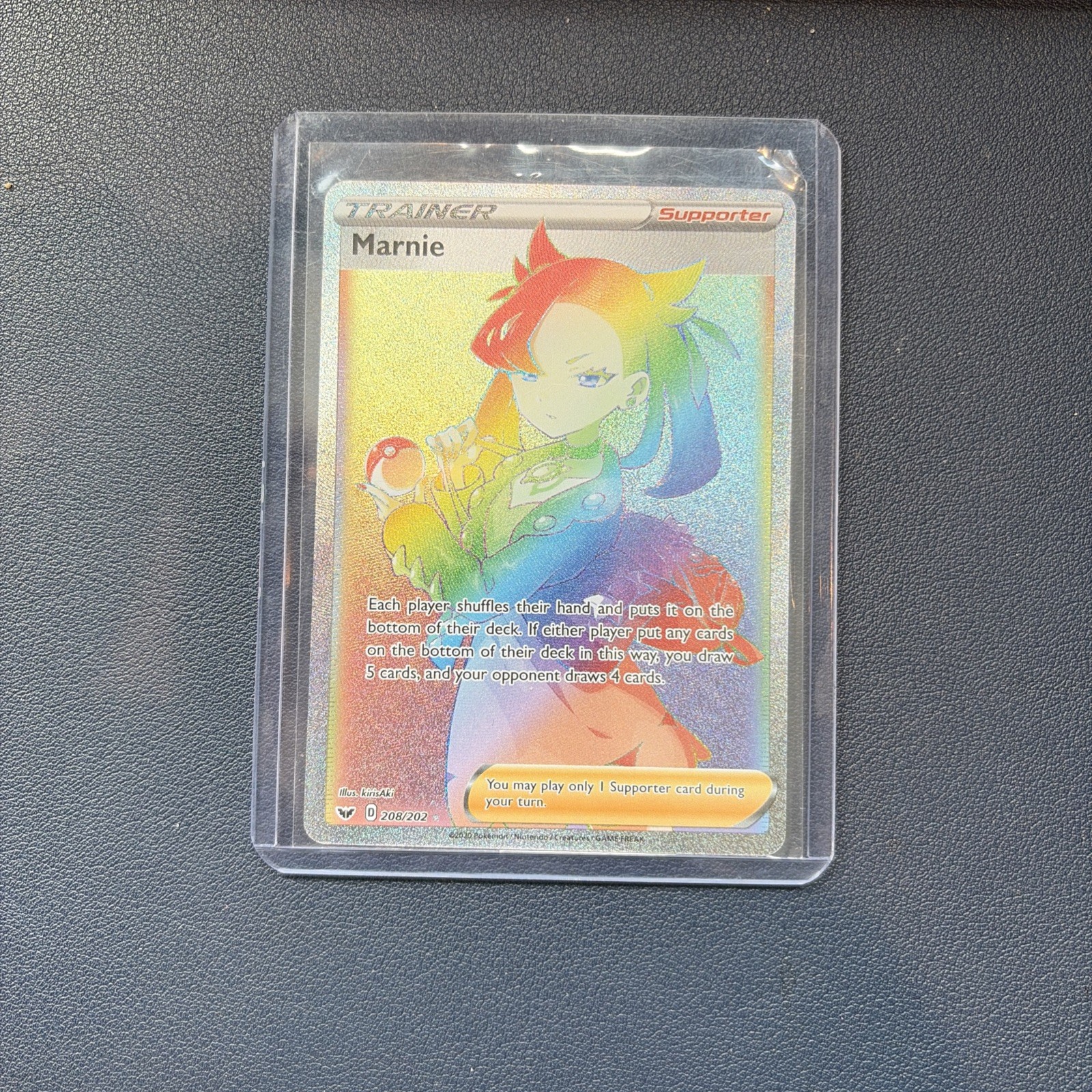 Pokemon Marnie 208/202 Rainbow Secret Rare Sword & Shield Near Mint