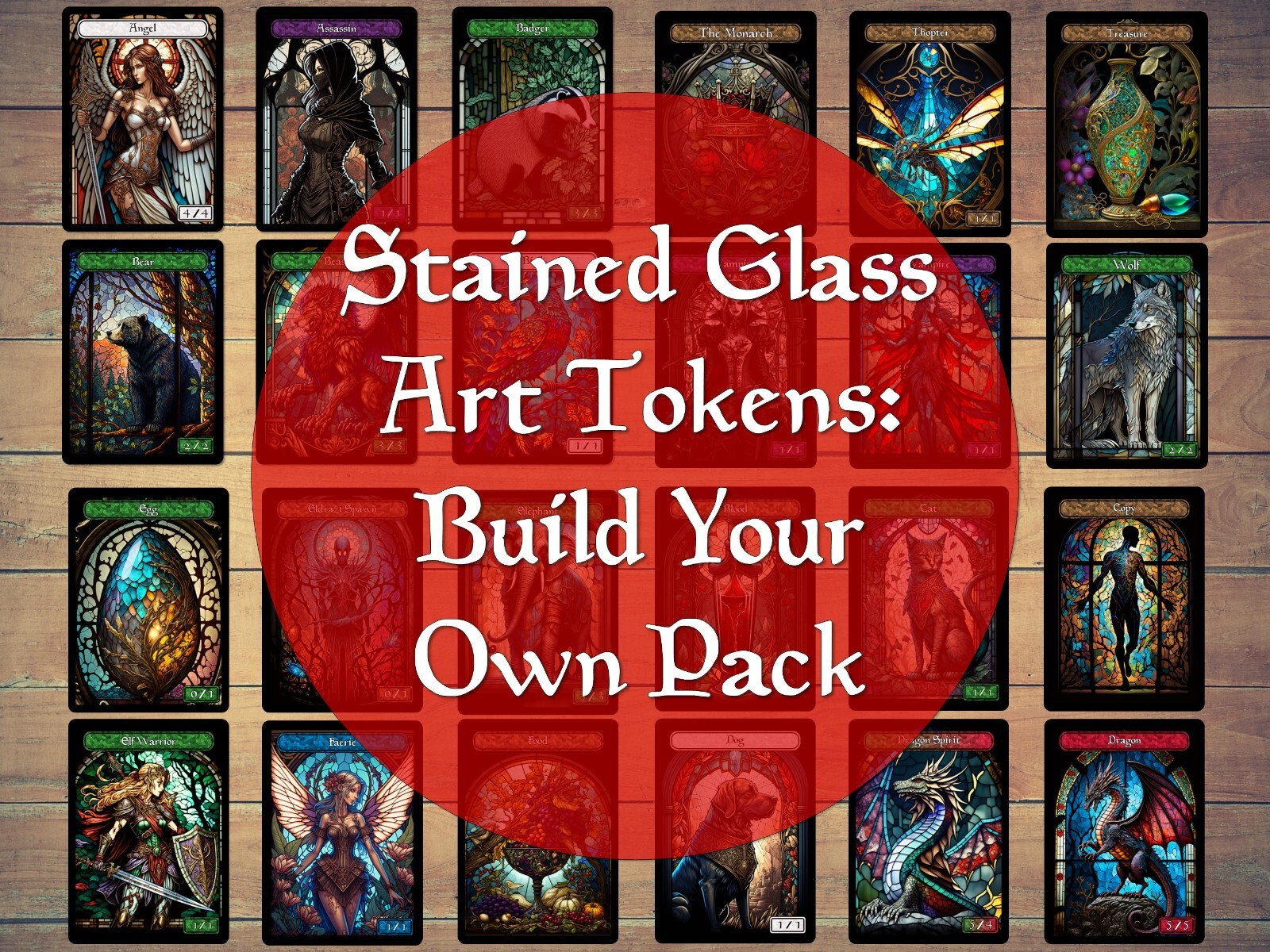 Stained Glass Art Token 30 Pack for Magic and other collectable card games