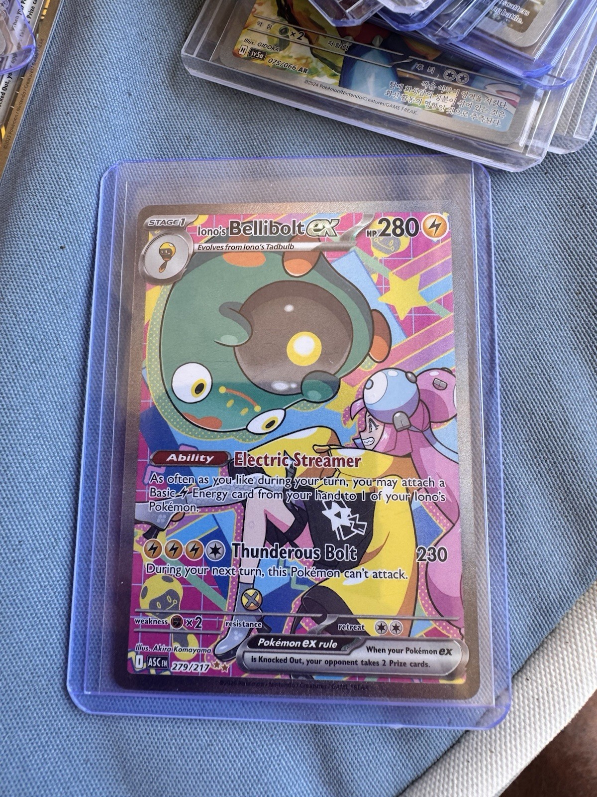 Pokémon Iono’s Bellibolt ex 279/217 SIR Full Art Holo SV English ascended heroes