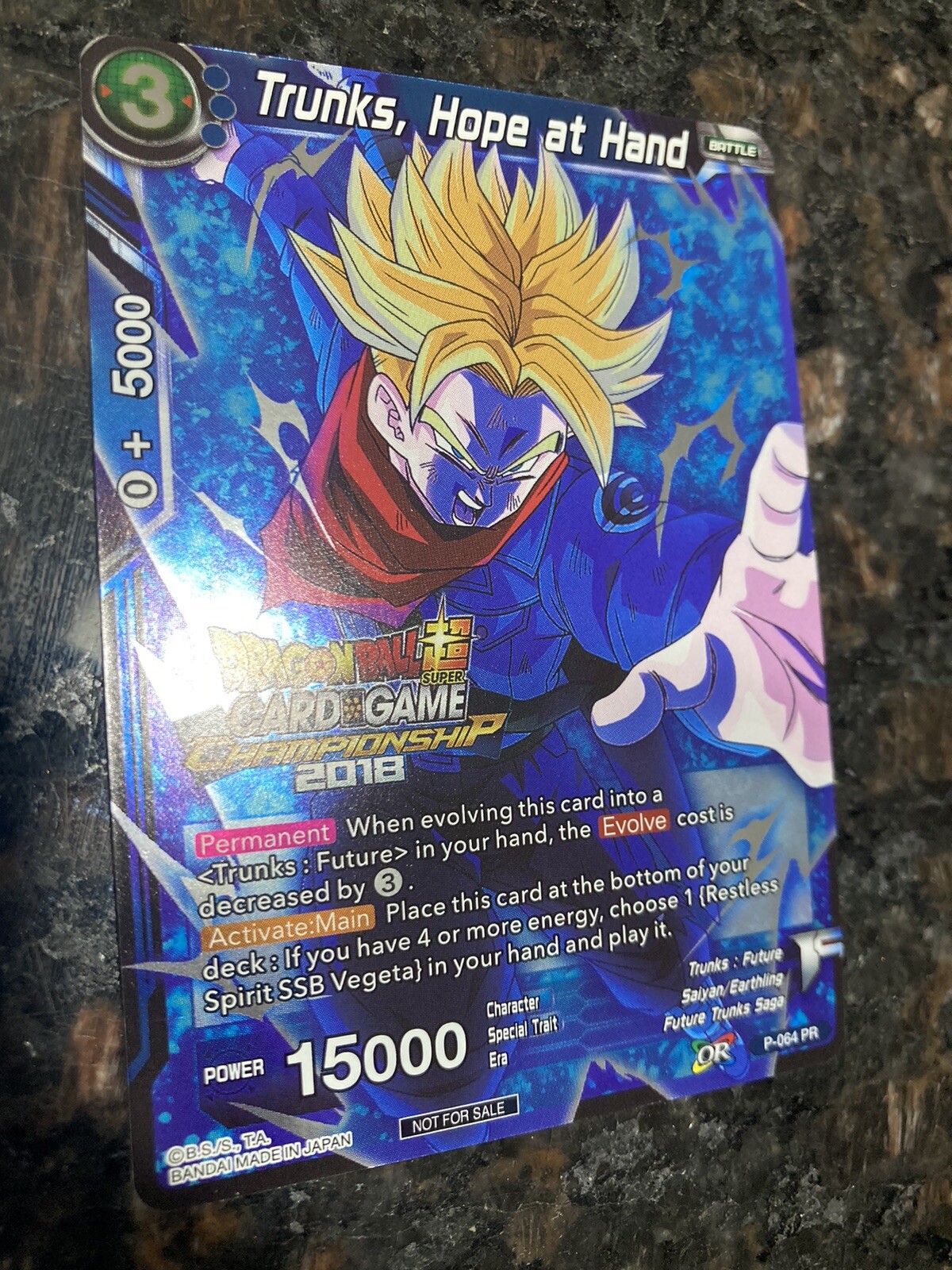 Trunks Hope at Hand P-064 Championship 2018 Foil Dragon Ball Super Card Game NM